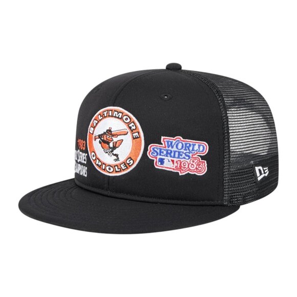 New Era Baltimore Orioles Championship Pack 9FIFTY Trucker Snapback Hat Cap - Picture 2 of 8